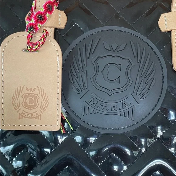 Consuela Black Patent Tote with Tan Accents - Picture 2 of 5